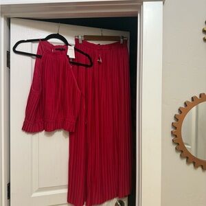Banana Republic Vibrant Red Top and Skirt Set